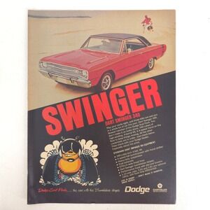 Vintage Dodge Dart Swinger 340 Print Ad Performance Garage Wall Car Show Display
